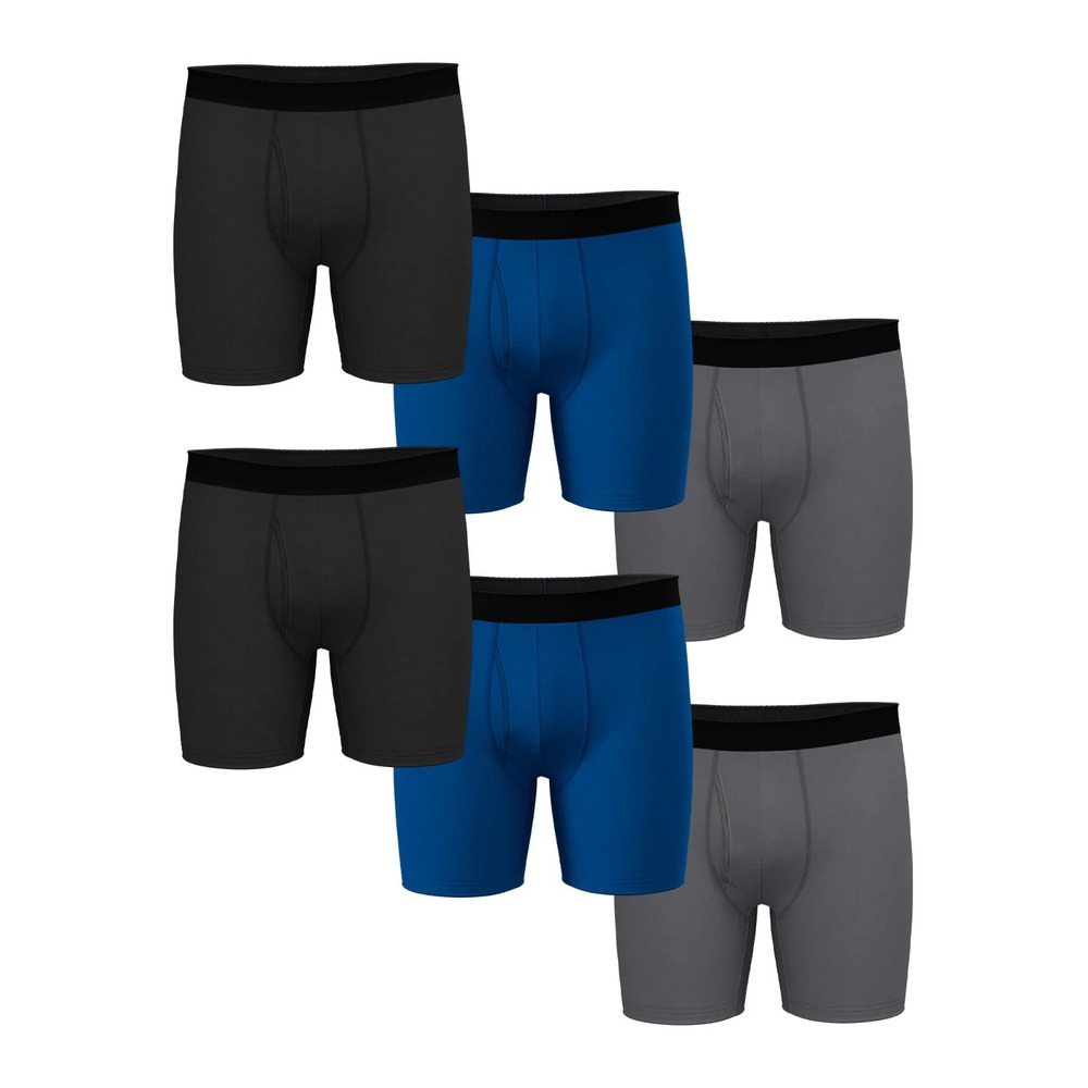 Athletic Works Men's Absorbs Moisture Cotton Boxer Brief, Multicolor (6 Pack)‎ S